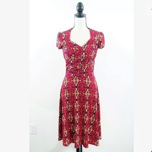 Leota Terazzo Print Sweetheart Faux Wrap Dress S